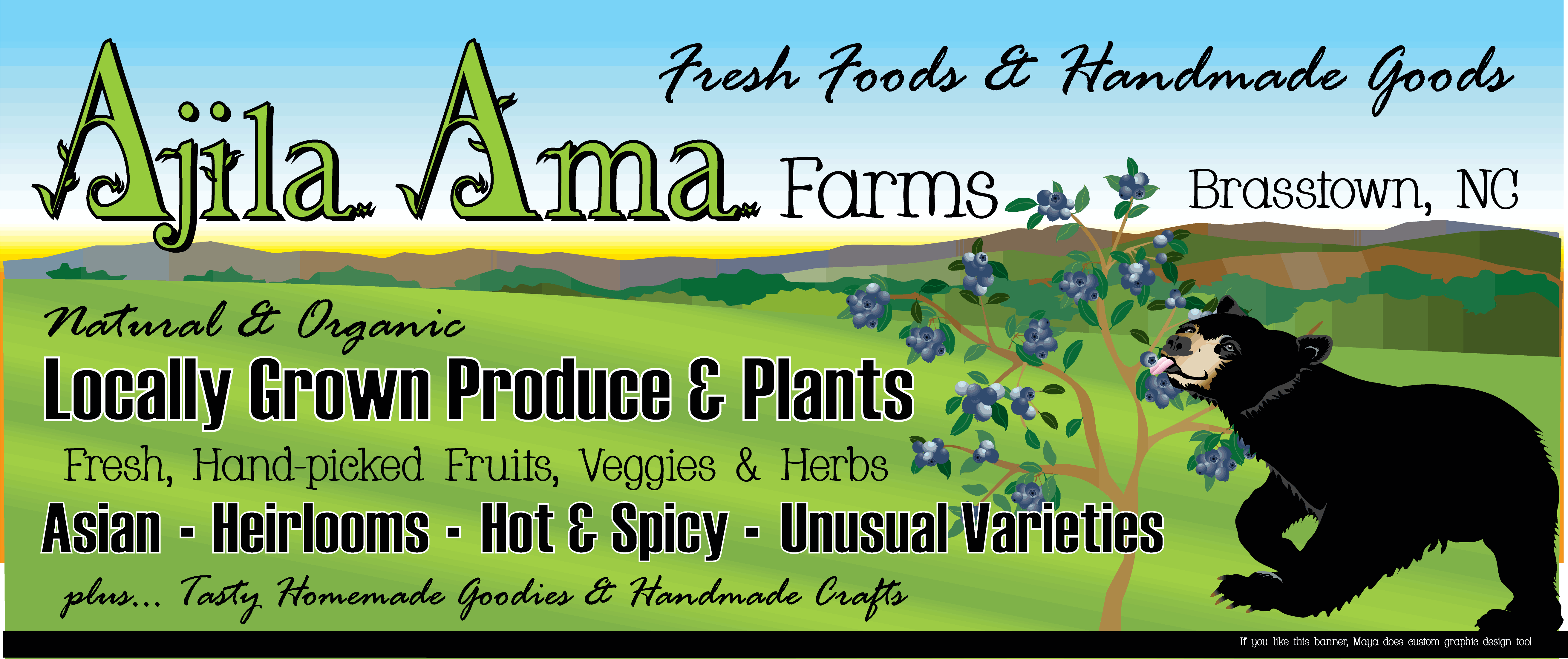 Ajila Ama Farms 6' x 2.5' Vinyl Farmers Market Banner