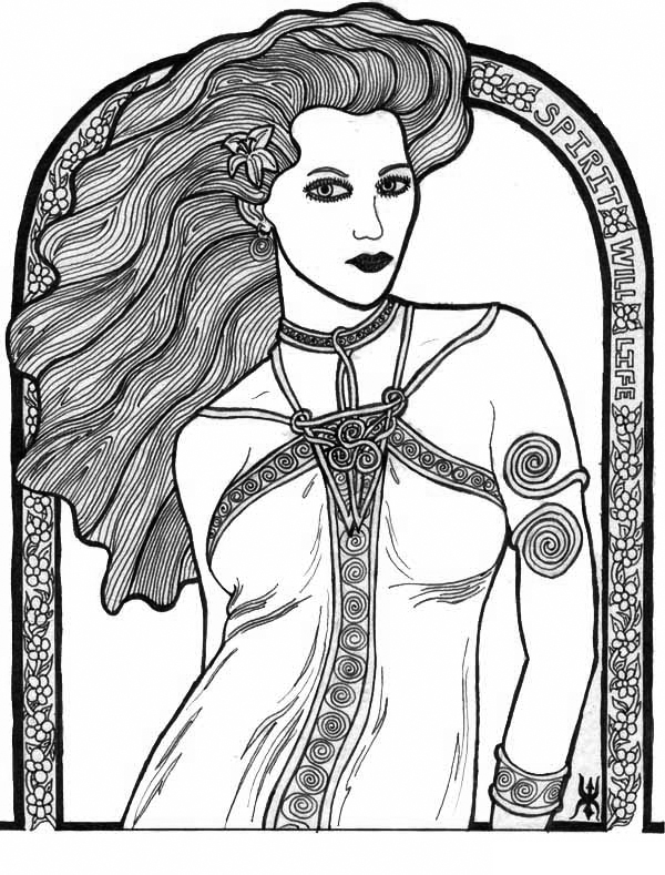 Illustration of a Woman in the Art Nouveau style.