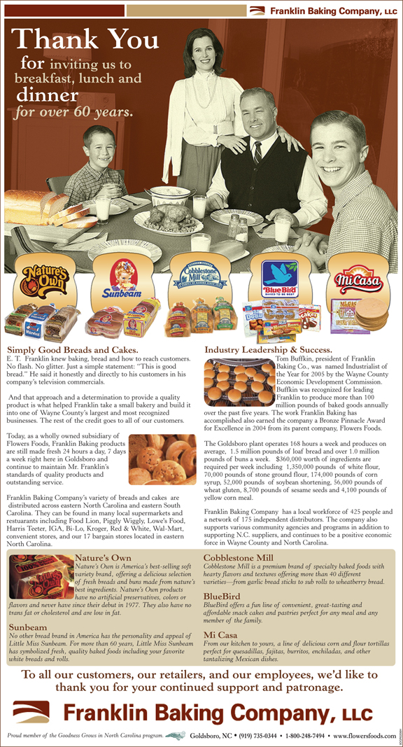 Franklin Baking Full Page Newspaper Ad