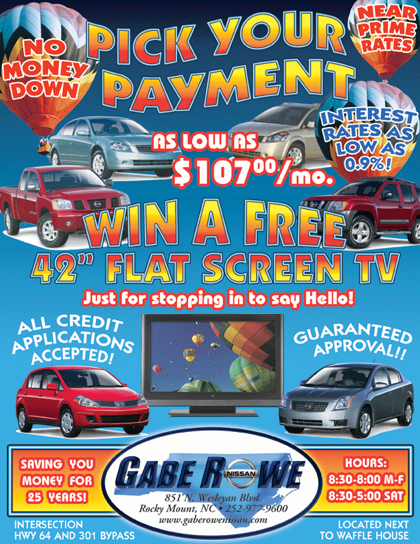 Gabe Rowe Nissan Print Flyer Back