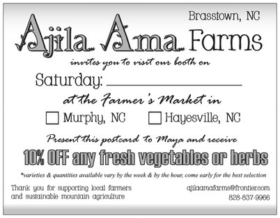 Ajila Ama Farms Market Post Card Back