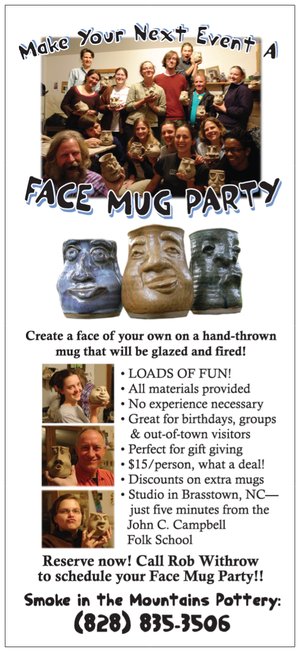 Smoke in the Mountains Pottery Face Mug Party Rack Card