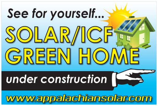 Appalachian Energy Services Solar/ICF Green Home Directional 27" x 18" Yard Sign