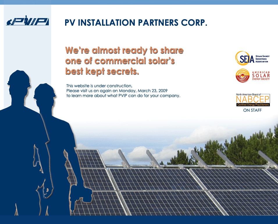 PV Installation Partners Corp. Website Splash Page Screenshot